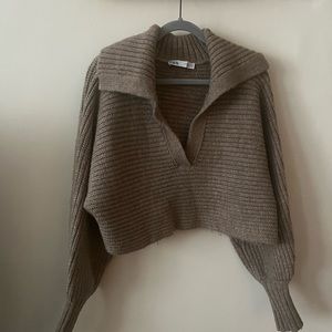 Cute cropped collared sweater